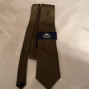 Stafford Mens Necktie NWT Olive‎ Green pattern Silk Tie Neckwear